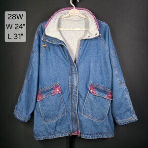 Vintage Current Seen Denim Chore Jacket Womens Plus 24W Lined 90s Barn Coat